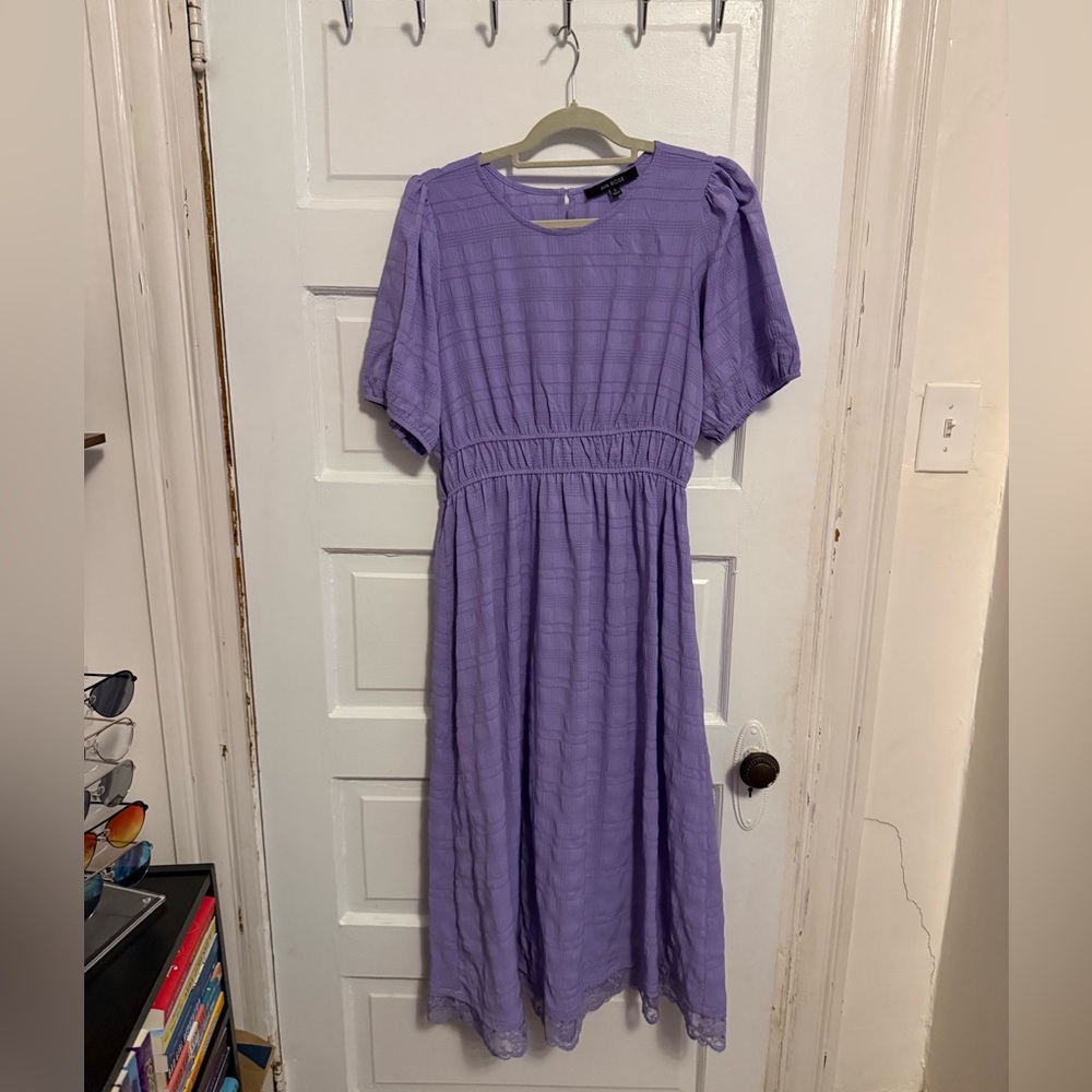 Ava Rose Lavender Puff Sleeve Midi Dress